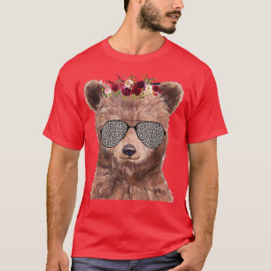 Bear Sunglass Japanese Cherry Cute Blossom Sakura T-Shirt