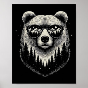 Bear Sungles Nature Scene Art Design For Women And Poster