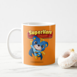 🦸♂️Bear SuperHero Custom Name,Initial Coffee Mug