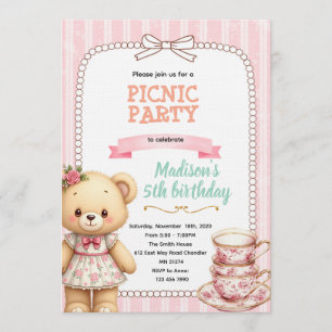 Bear tea party invitation