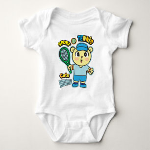 Bear tennis player baby bodysuit