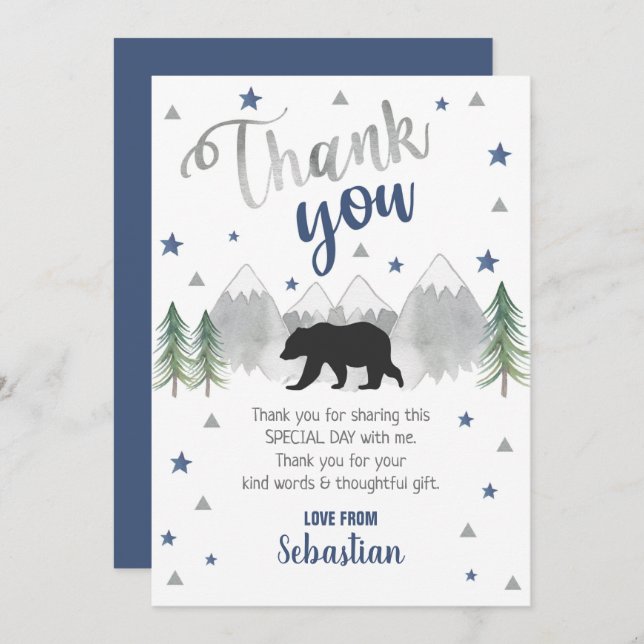 Bear Thank you Card Adventure Thank you Card (Front/Back)