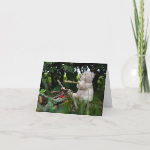 Bear that's on campfire. card