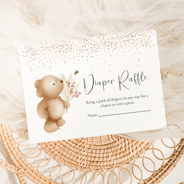 Bear & The Bee Diaper Raffle Baby Shower Game Enclosure Card (Creator Uploaded)