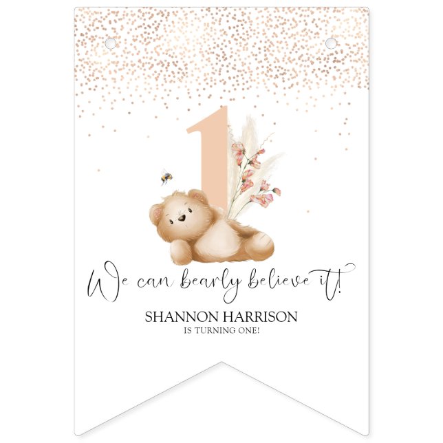 Bear & The Bee First Birthday Bunting (First Flag)