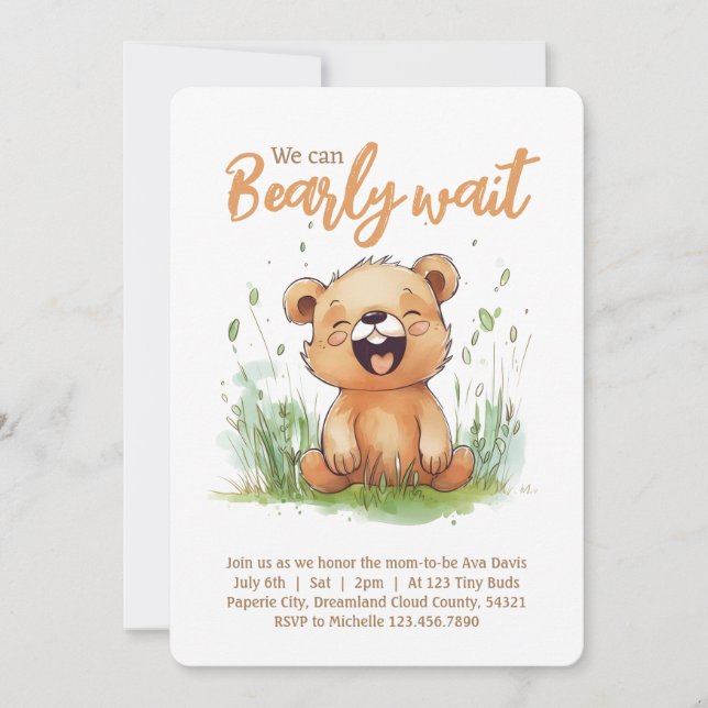 Bear Themed Baby Shower Invitation (Front)