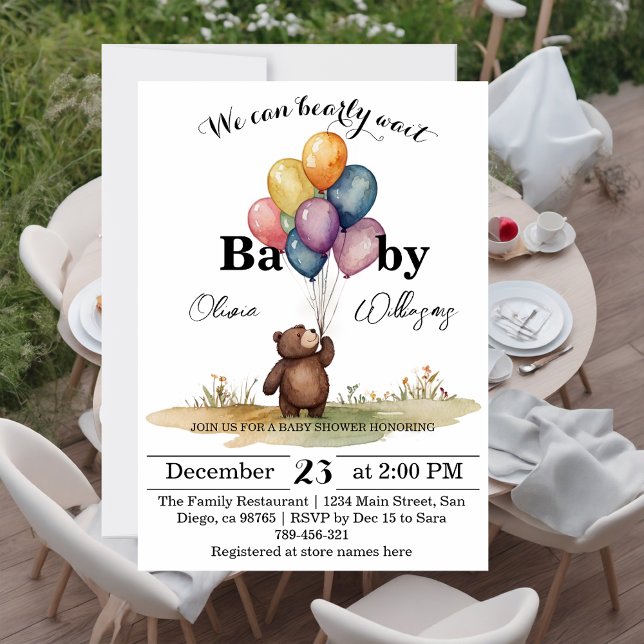 Bear Themed Gender Neutral Baby Shower Invitation (Creator Uploaded)