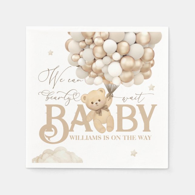 Bear Themed Gender Neutral Baby Shower  Napkin (Front)