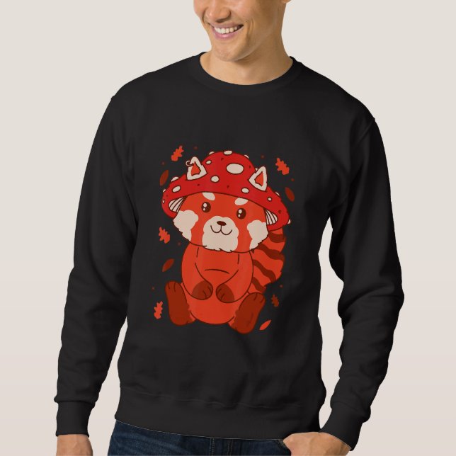 Bear Toadstool Hat Autumn Cat Bear Red Panda Sweatshirt (Front)