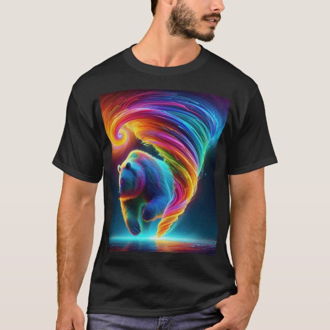 Bear tornado in neon colours.  T-Shirt (Front)