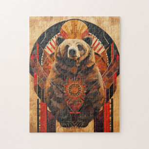 Bear Totem – Strength in Deco Style Jigsaw Puzzle