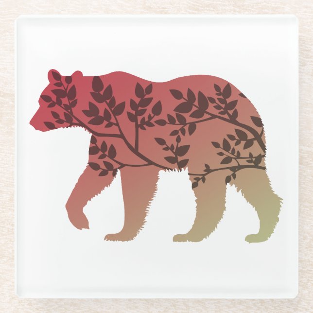 Bear Tree Glass Coaster (Front)