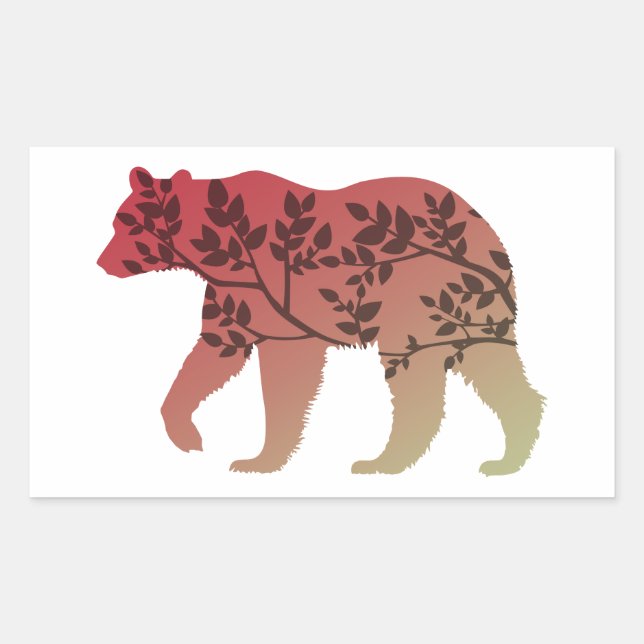 Bear Tree Rectangular Sticker (Front)