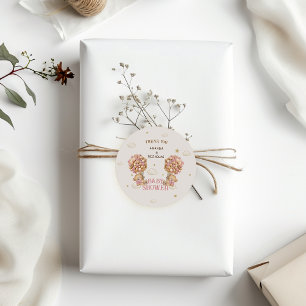 Bear Twins Girl Shower  Blush Pink Thank You Classic Round Sticker