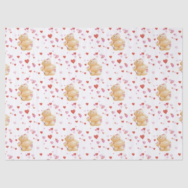 Bear Valentine's Day Tissue Paper (Front)