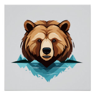 Bear Vector Art Animal Modern Urban City Graphic  Poster