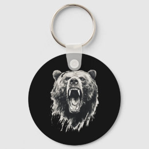 Bear Vintage Angry Grizzly Bear Hiking Camping Cam Key Ring