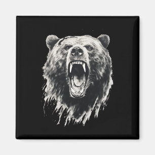 Bear Vintage Angry Grizzly Bear Hiking Camping Cam Magnet