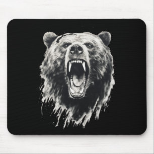 Bear Vintage Angry Grizzly Bear Hiking Camping Cam Mouse Pad