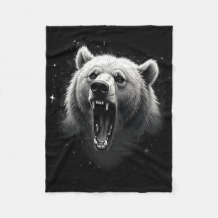 Bear Vintage Angry Grizzly Bear Hiking Camping Roa Fleece Blanket