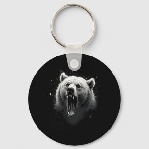 Bear Vintage Angry Grizzly Bear Hiking Camping Roa Key Ring