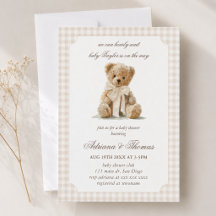 Bear Vintage Gingham Baby Shower