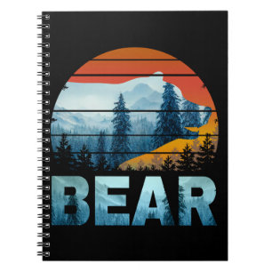 BEAR VINTAGE NATURE WILD FOREST SUNSET NOTEBOOK