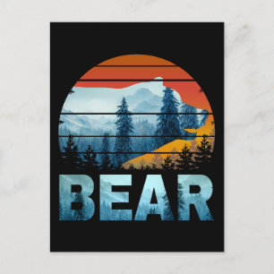 BEAR VINTAGE NATURE WILD FOREST SUNSET POSTCARD