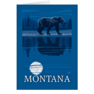 Bear Walking in Moonlight Vintage Travel