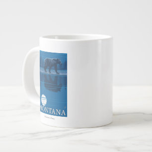Bear Walking in Moonlight Vintage Travel Large Coffee Mug