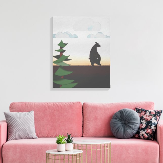 Bear walking on sunset canvas print (Insitu(LivingRoom))