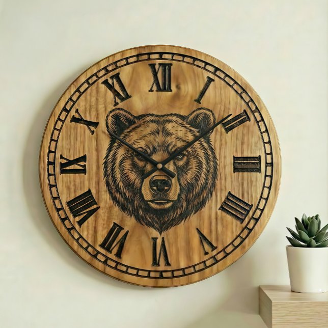 Bear Wall Clock - Wooden Style Design (Creator Uploaded)