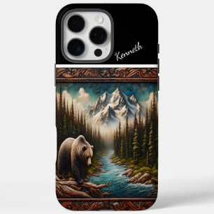 Bear Watching Salmon in Mountain Stream iPhone 16 Pro Max Case
