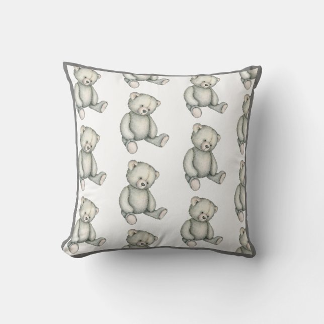 Bear Watercolor Baby Nursery Decor Cushion (Front)