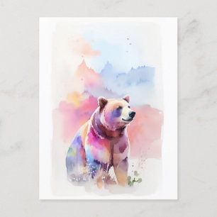 Bear Watercolor Portrait 2 Postcard