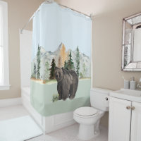 Bear Watercolor Woodland Animal Forest Cabin