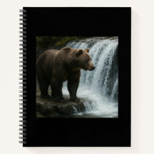 Bear Waterfall Soft Cover Spiral Bound Notebook