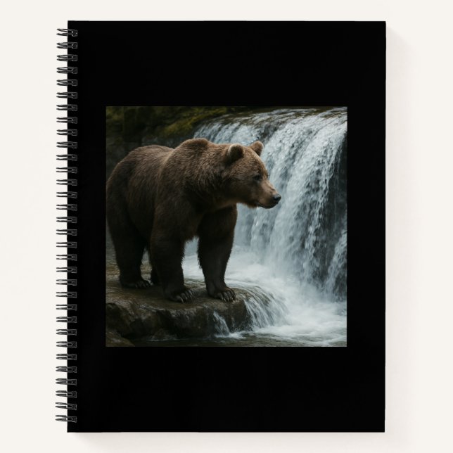 Bear Waterfall Soft Cover Spiral Bound Notebook  (Front)