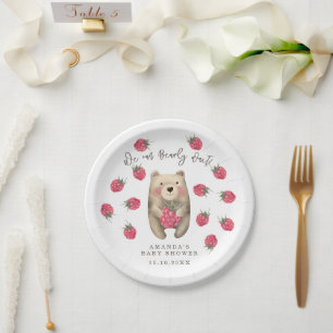 Bear - we can bearly wait baby shower paper plate