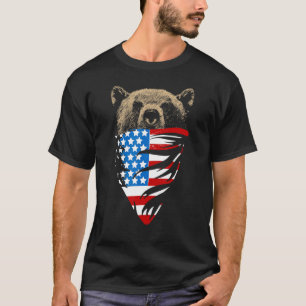Bear Wearing American USA Flag T-Shirt