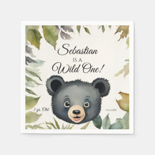 Bear Wild One Woodland Animal Birthday Party Napkin