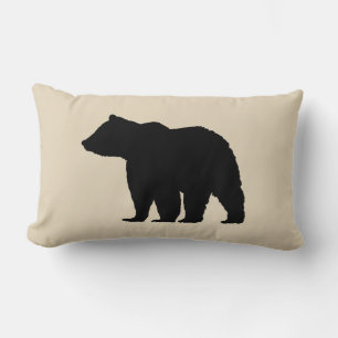 Bear Wilderness Cabin Beige Throw Pillow