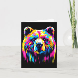Bear Wildlife Graphic Colourful Grizzly Bear Card