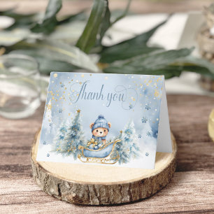 Bear Winter Boy Baby Shower Thank You Card