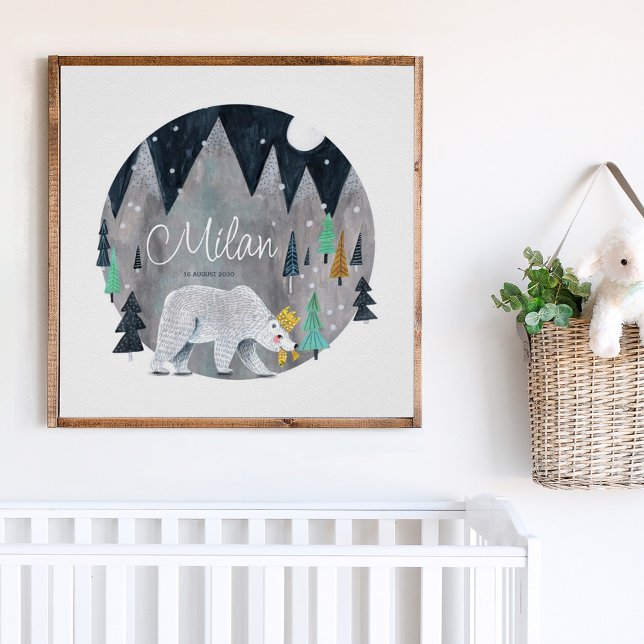 Bear winter mountains moon  poster (Creator Uploaded)