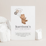 Bear with 3 Brown Balloons 1st Birthday Invitation<br><div class="desc">A sweet bear holding 3 brown balloons,  ideal for your teddy bear's picnic party! The balloons are neutral toned but you can also change the colour of each one if you prefer. You can also change the 'ONE' letters or delete them.</div>
