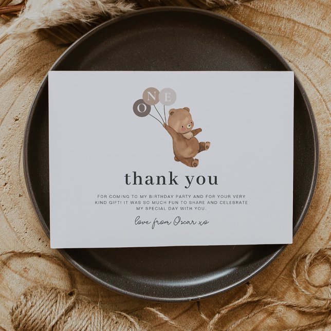 Bear with 3 Brown Balloons - Thank You Card (Bear with 3 Brown Balloons - Thank You Card)
