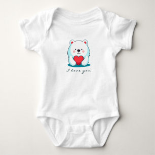 Bear with a heart, personalised baby bodysuit