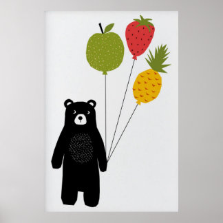 Bear with Balloons Poster