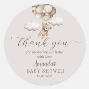 Bear With  Balloons  Thank You Classic Round Sticker